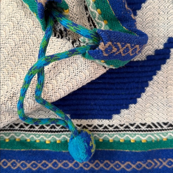 New Handmade Wool Blend Drawstring Blanket Bag Purse Dove Olive Branch 15x15 - Picture 4 of 13